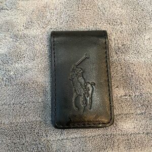 Ralph Lauren Polo Magnetic Black Leather Money Clip